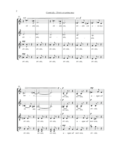 Miklós Csemiczky: Tristis est anima mea (SATB)