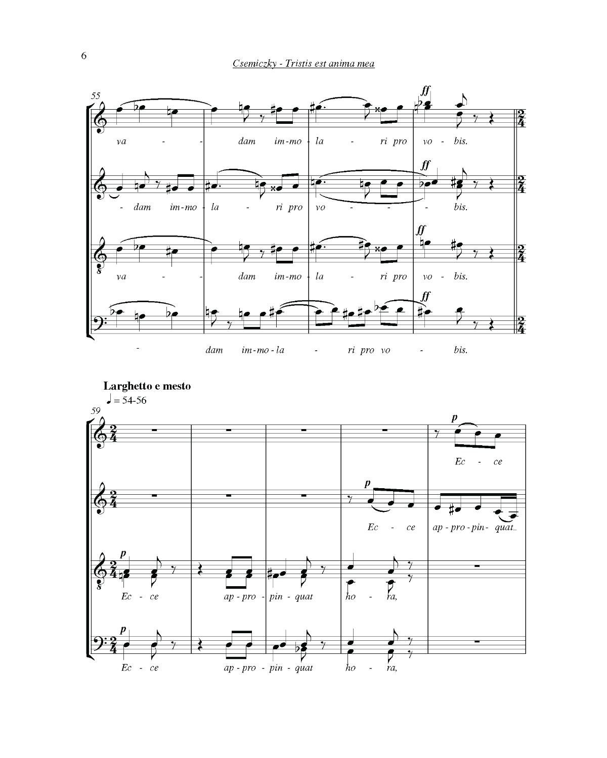 Miklós Csemiczky: Tristis est anima mea (SATB)