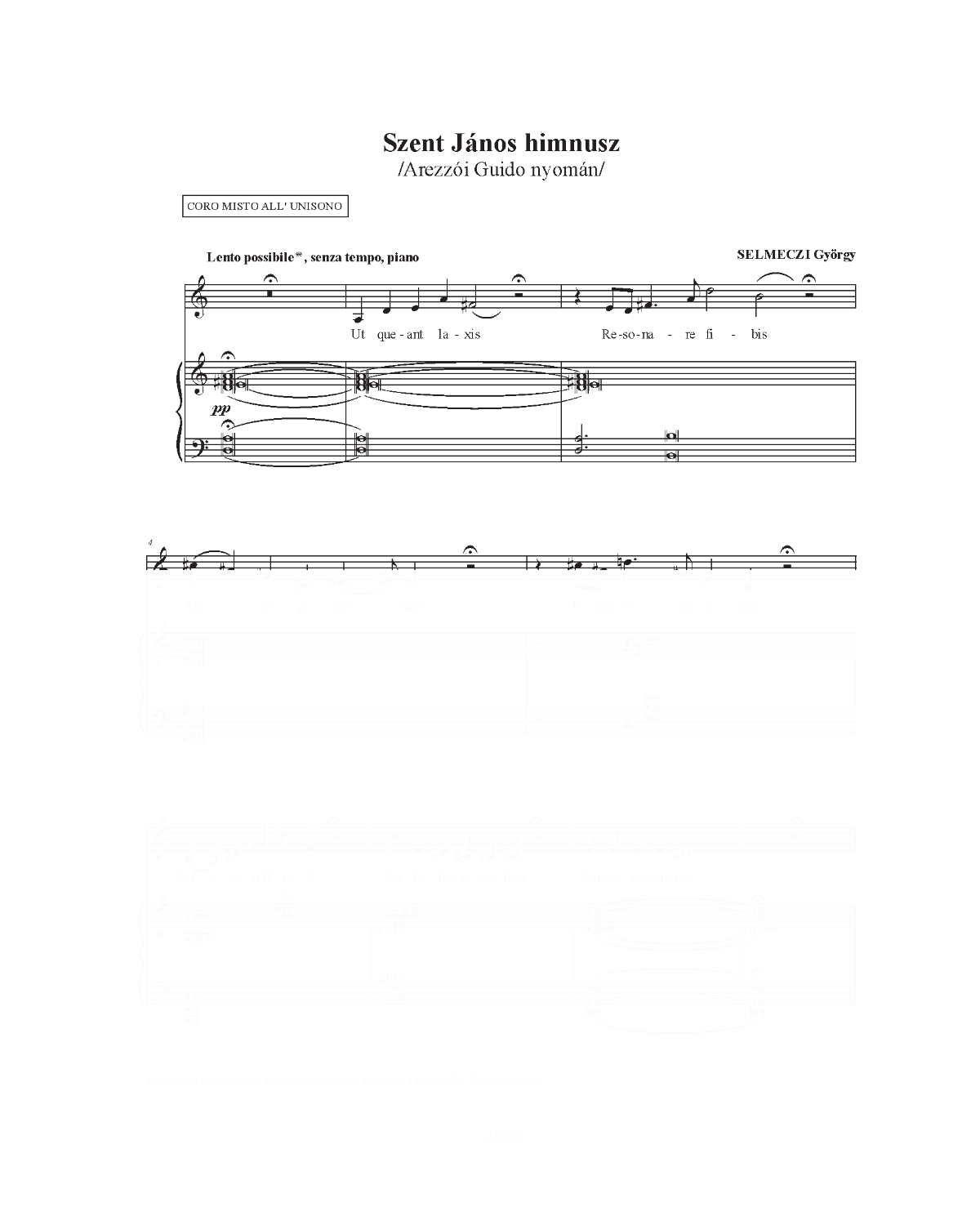 György Selmeczi: Szent János himnusz - unison (SATB, organ)
