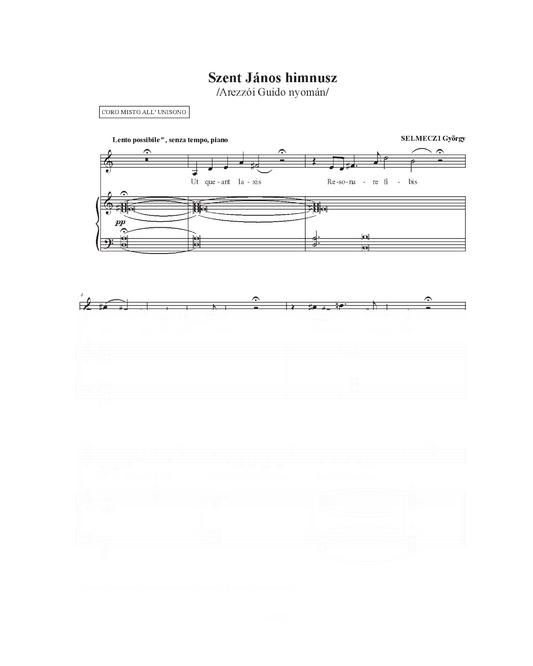 György Selmeczi: Szent János himnusz - unison (SATB, organ)