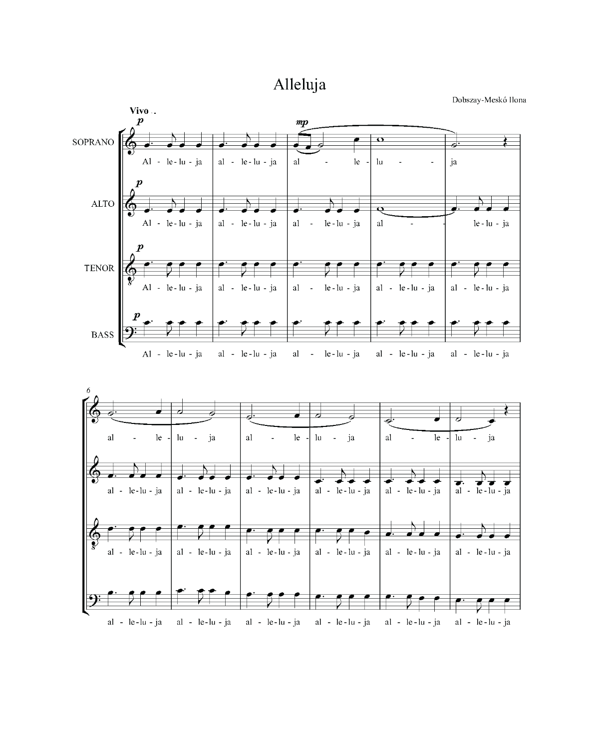 Ilona Dobszay-Meskó: Alleluja (SATB)