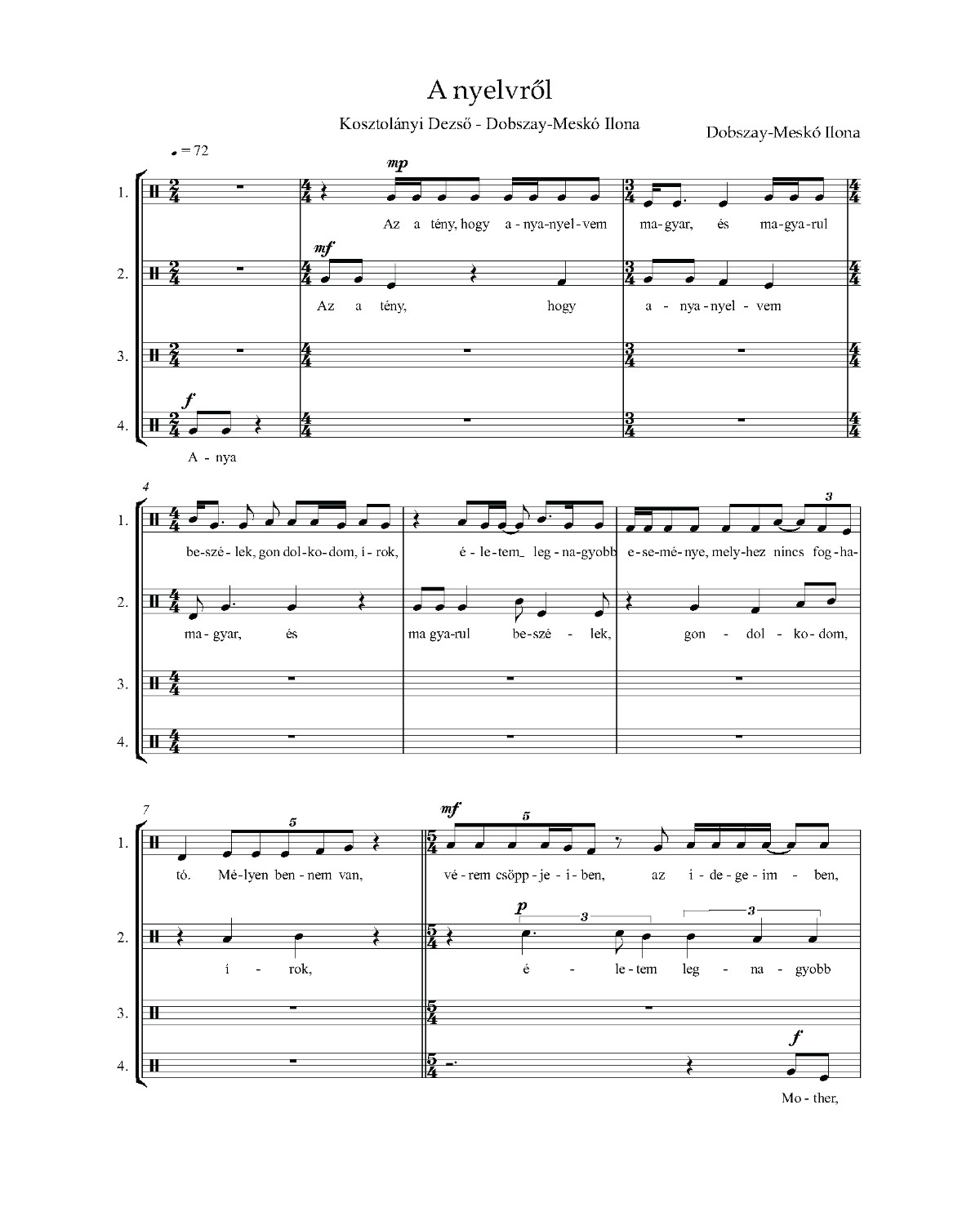 Ilona Dobszay-Meskó: A Nyelvről