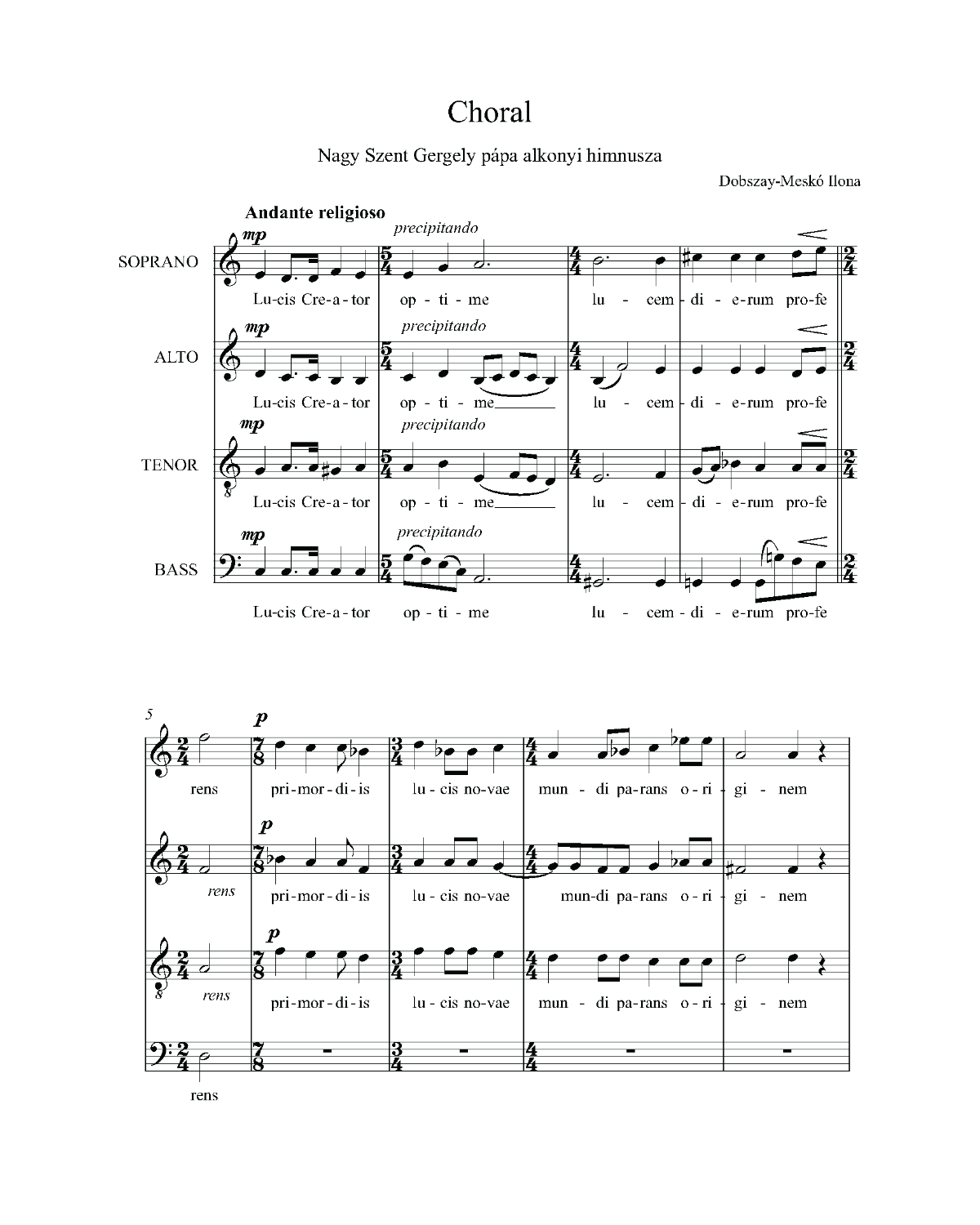 Ilona Dobszay-Meskó: Choral (SATB)