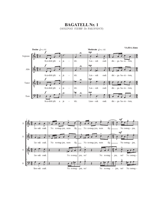 János Vajda: Kilenc bagatell (SATB)