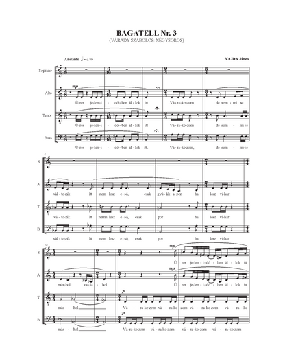 János Vajda: Kilenc bagatell (SATB)