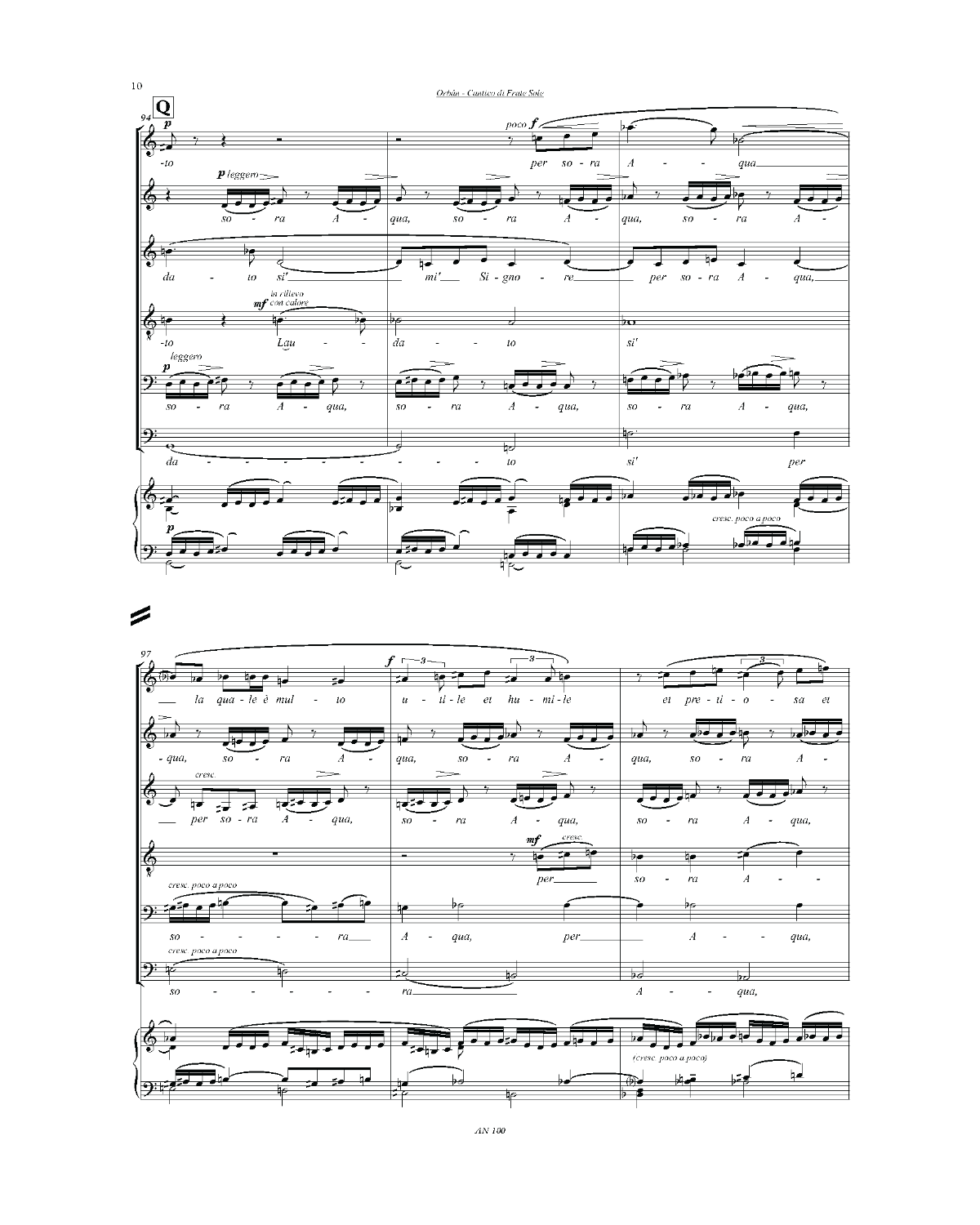 György Orbán: Cantico di Frate Sole (SMsATBB, piano)