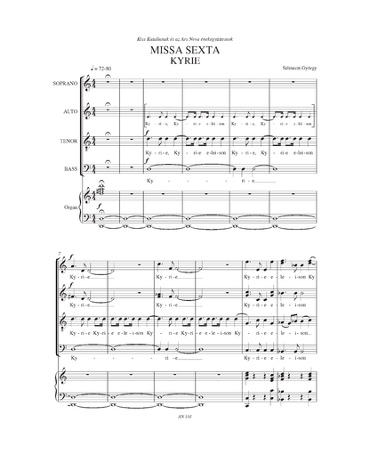 György Selmeczi: Missa Sexta (SATB, organ)