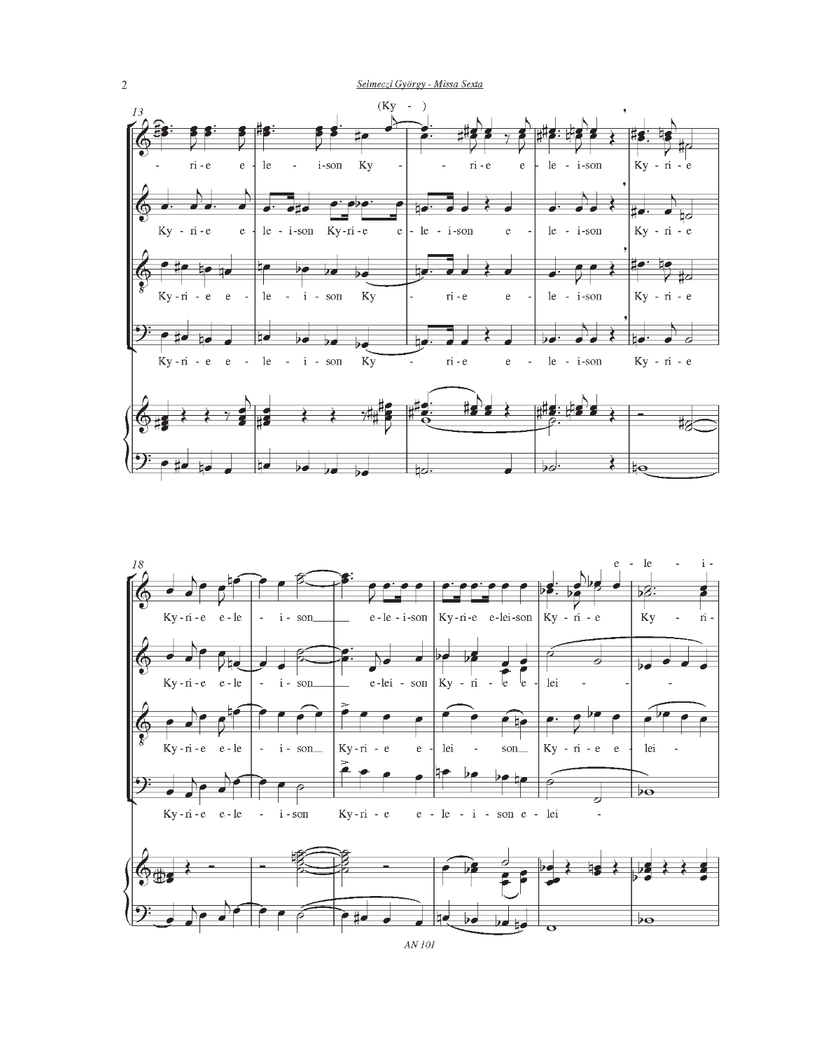 György Selmeczi: Missa Sexta (SATB, organ)