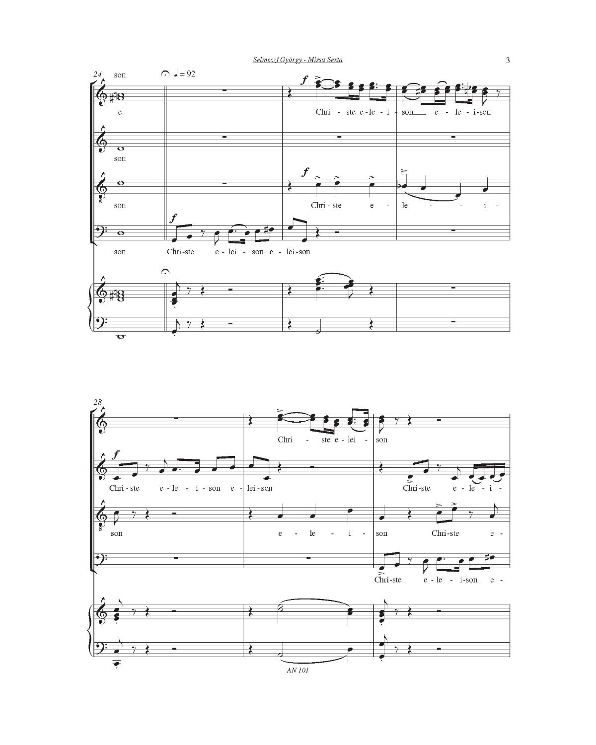 György Selmeczi: Missa Sexta (SATB, organ)