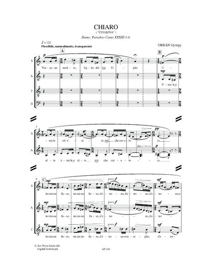 György Orbán: Chiaro (SATB)