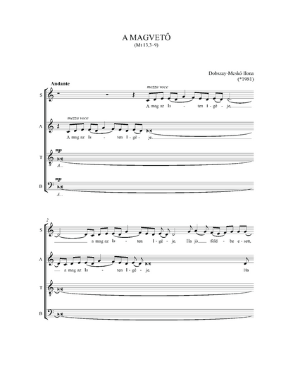 Ilona Dobszay-Meskó: Four Motets (SATB)