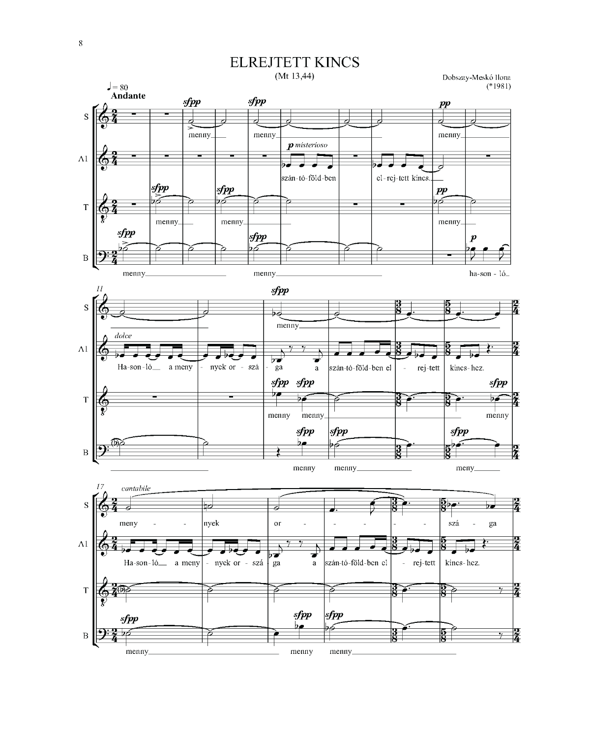 Ilona Dobszay-Meskó: Four Motets (SATB)