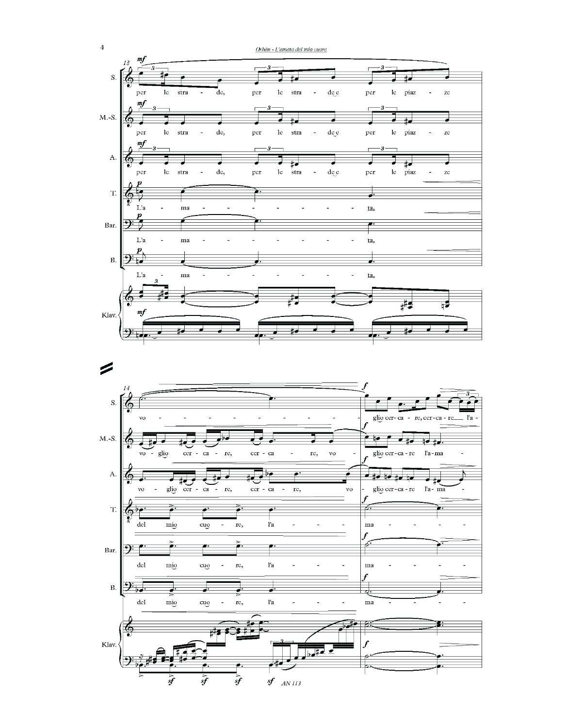 György Orbán: L'amato del mio cuore (SMsATBB, piano)