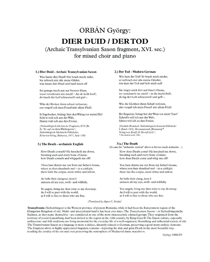 György Orbán: Dier Duid / Der Tod (SMsATBB, piano)