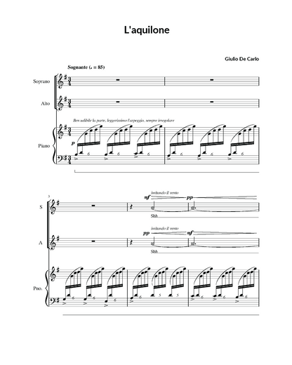 Guilio De Carlo: L'aquilone (SA, piano)