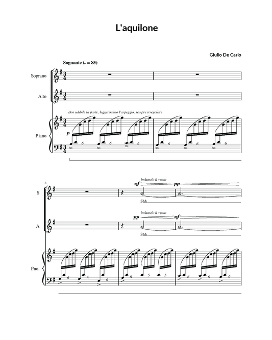 Guilio De Carlo: L'aquilone (SA, piano)