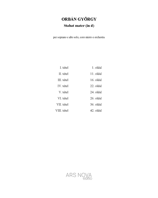 György Orbán: Stabat Mater in D - Vocal score (SATB)