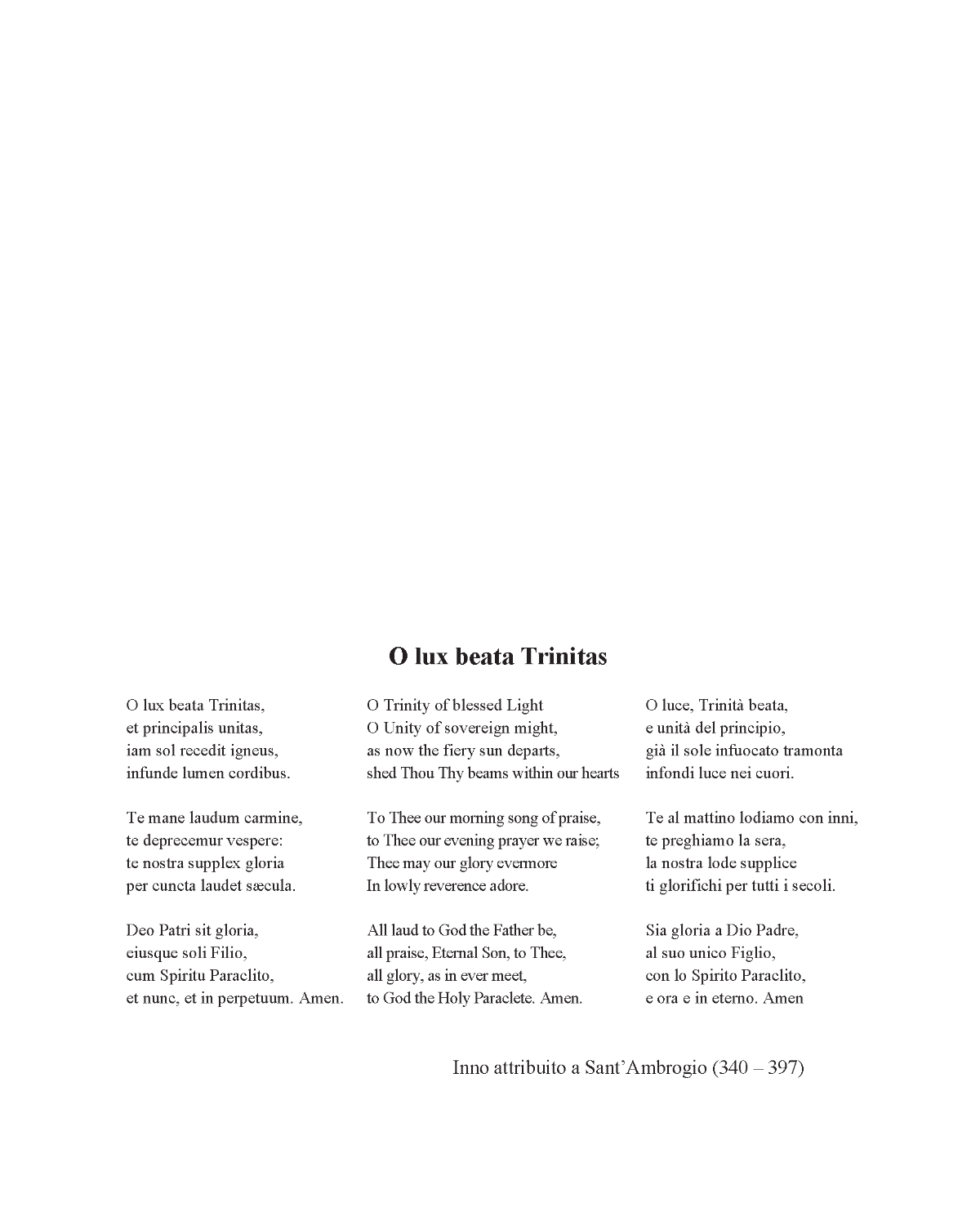 Battista Pradal: O lux beata Trinitas (SATB)