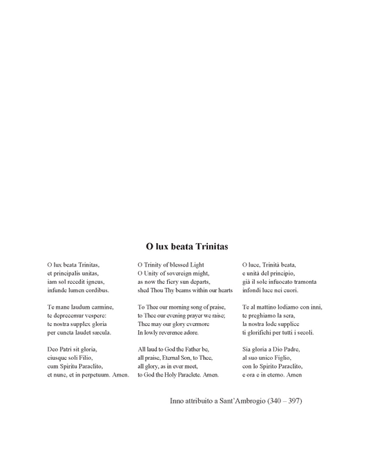 Battista Pradal: O lux beata Trinitas (SATB)