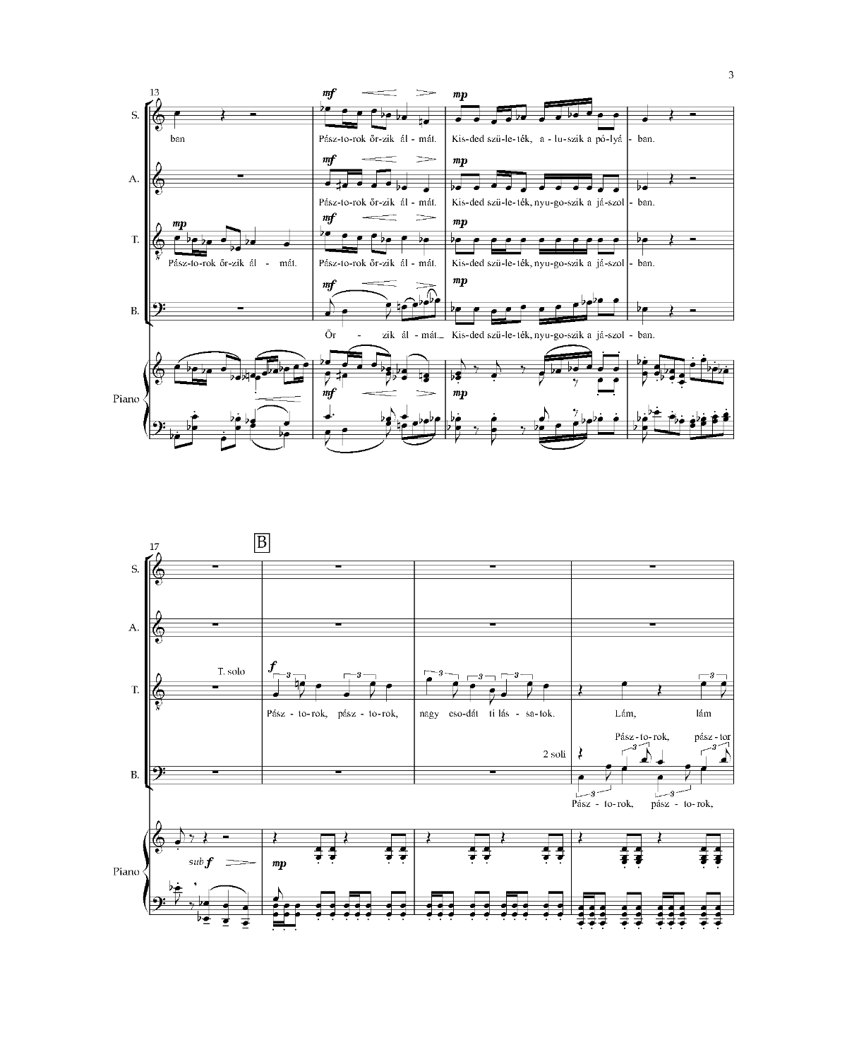 György Orbán: Gyermek születék (SATB, piano)