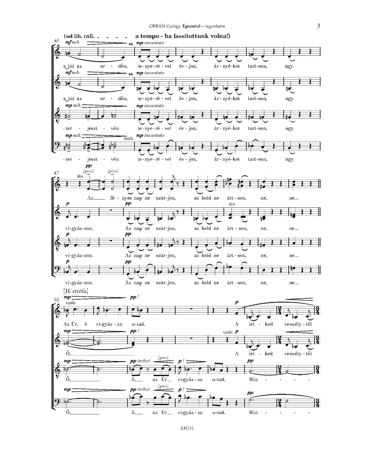 György Orbán: Égrenéző (SATB)