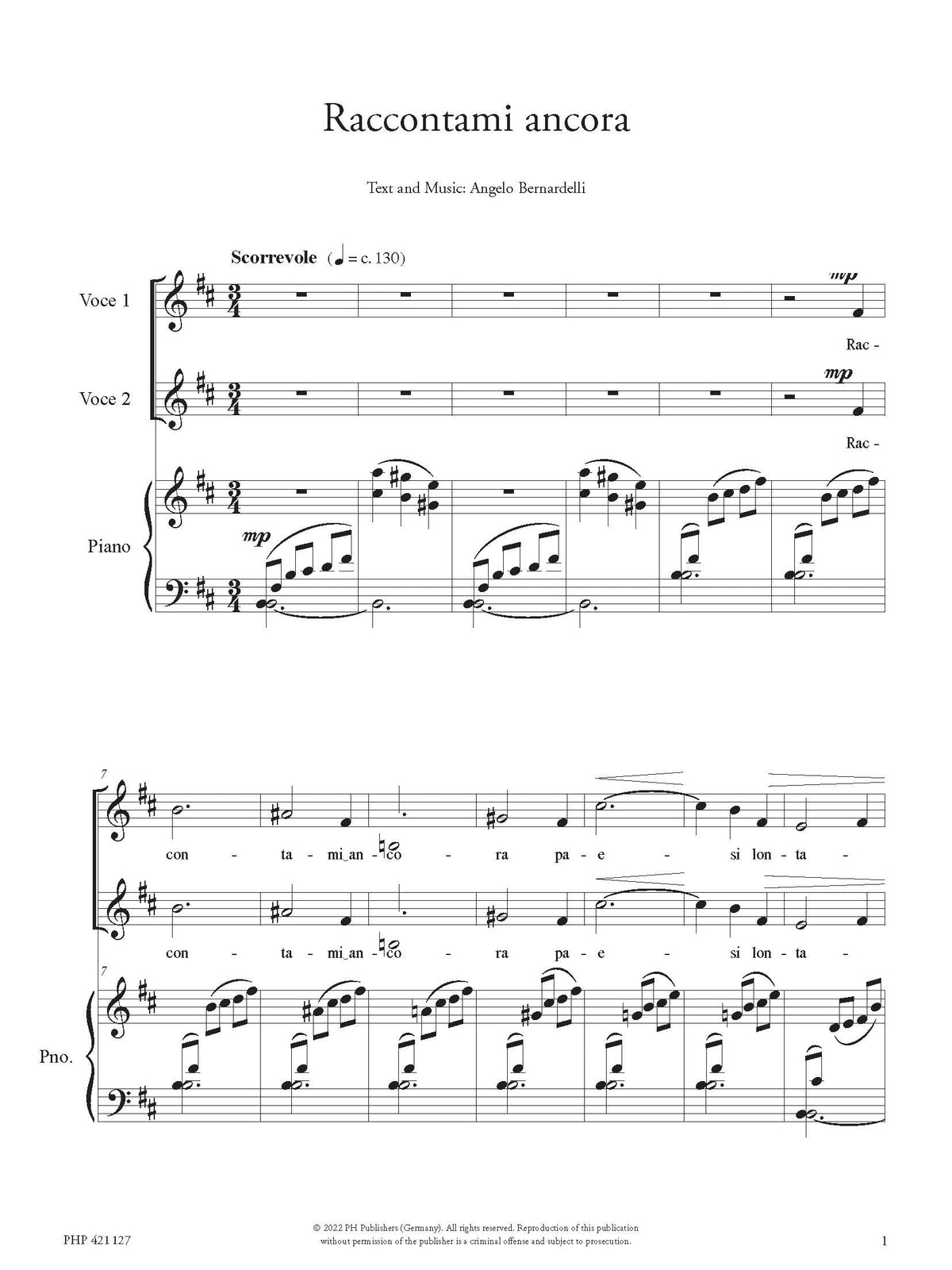 Angelo Bernardelli: Raccontami ancora (SA, zongora)