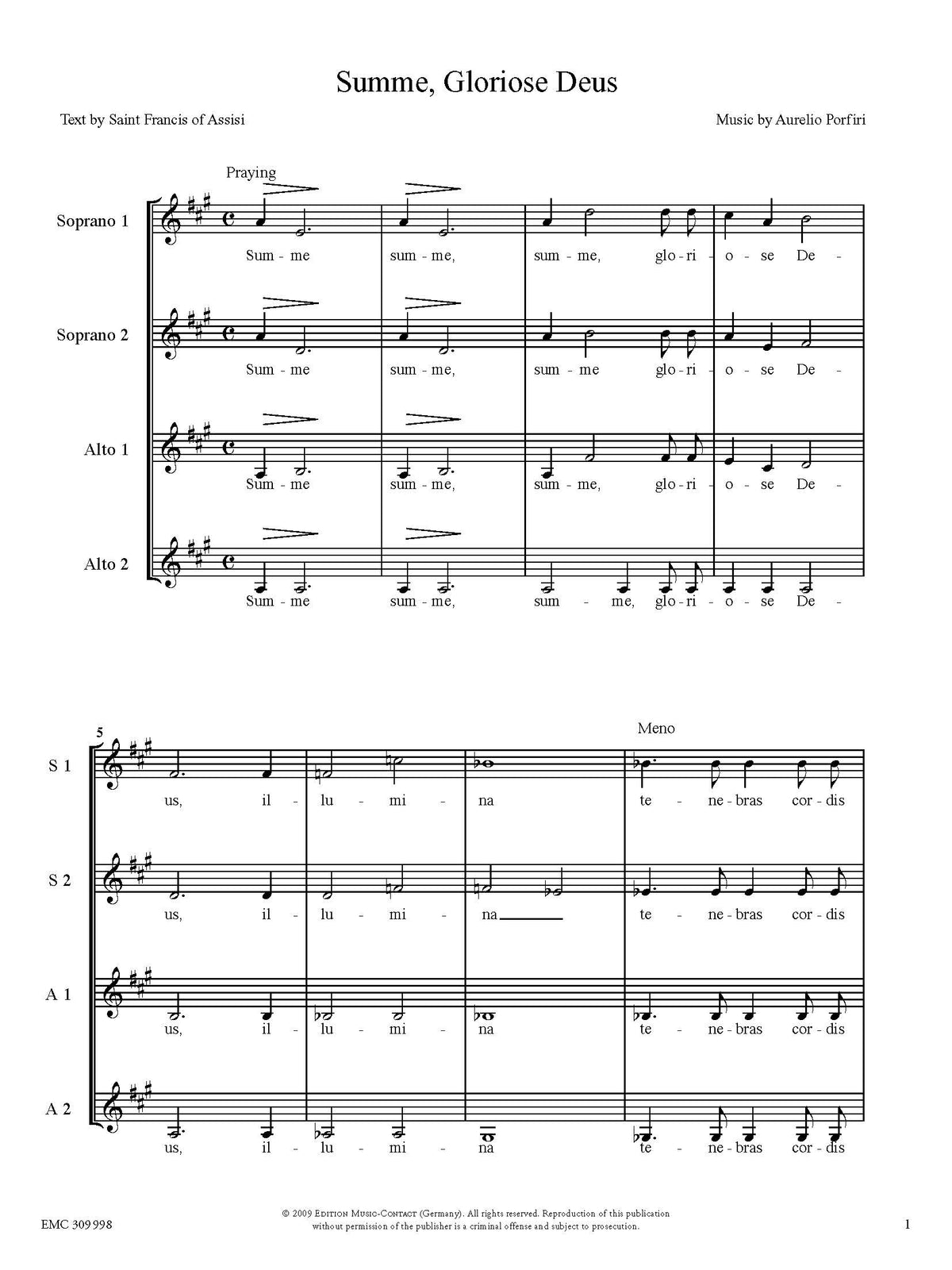 Aurelio Porfiri: Summe, Gloriose Deus (SSA)