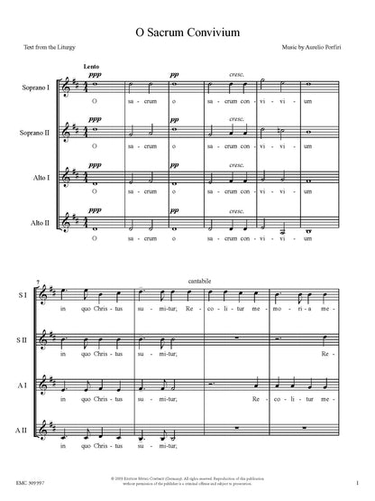Aurelio Porfiri: O Sacrum Convivium (SSAA)