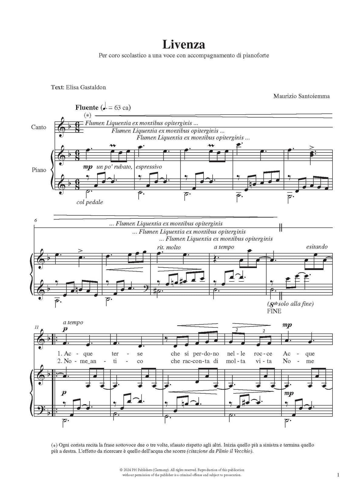 Maurizio Santoiemma: Livenza (Unison, Piano)