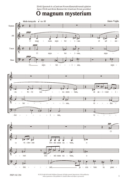 János Vajda: O magnum mysterium (SATB)