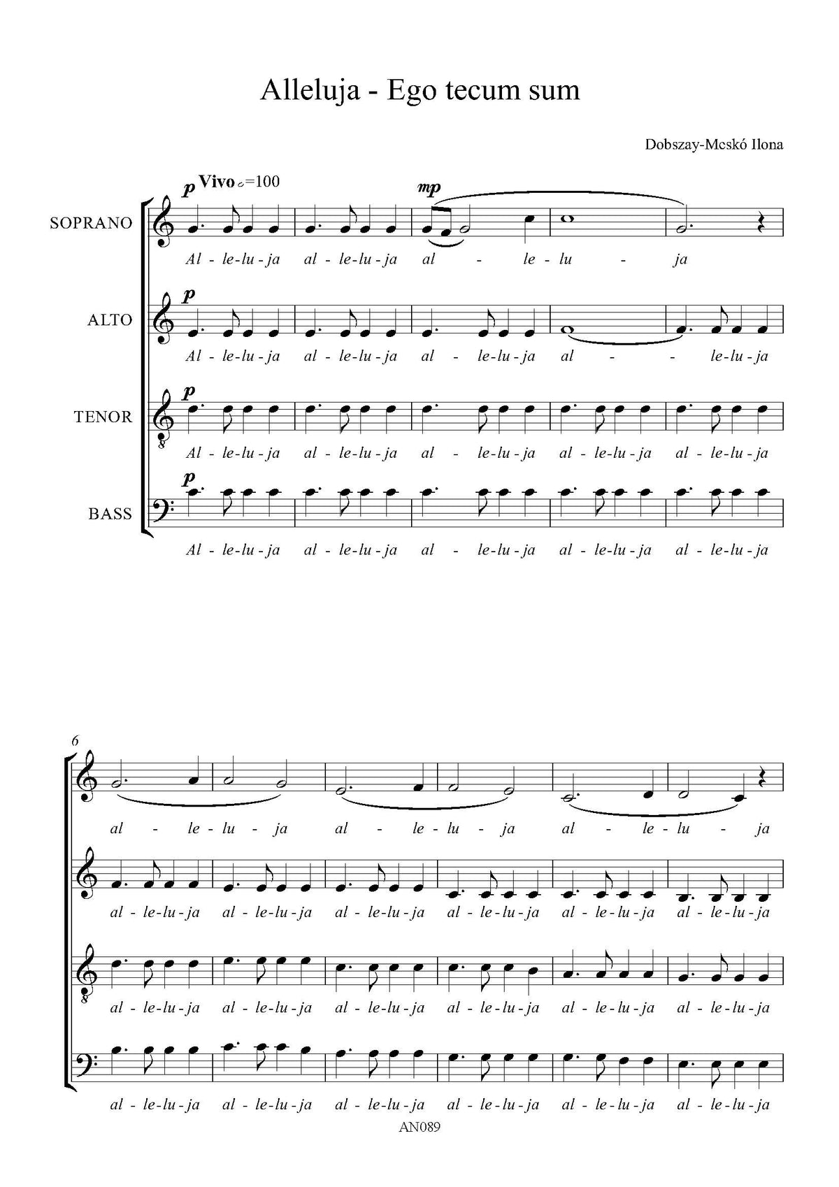 Ilona Dobszay-Meskó: Alleluja (SATB)
