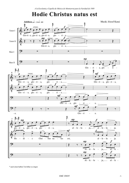 Karai József: Hodie Christus natus est (TTBB)