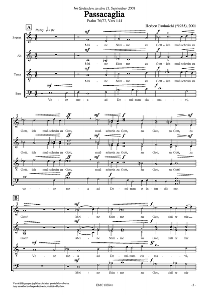 Herbert Paulmichl: Passacaglia (SATB)