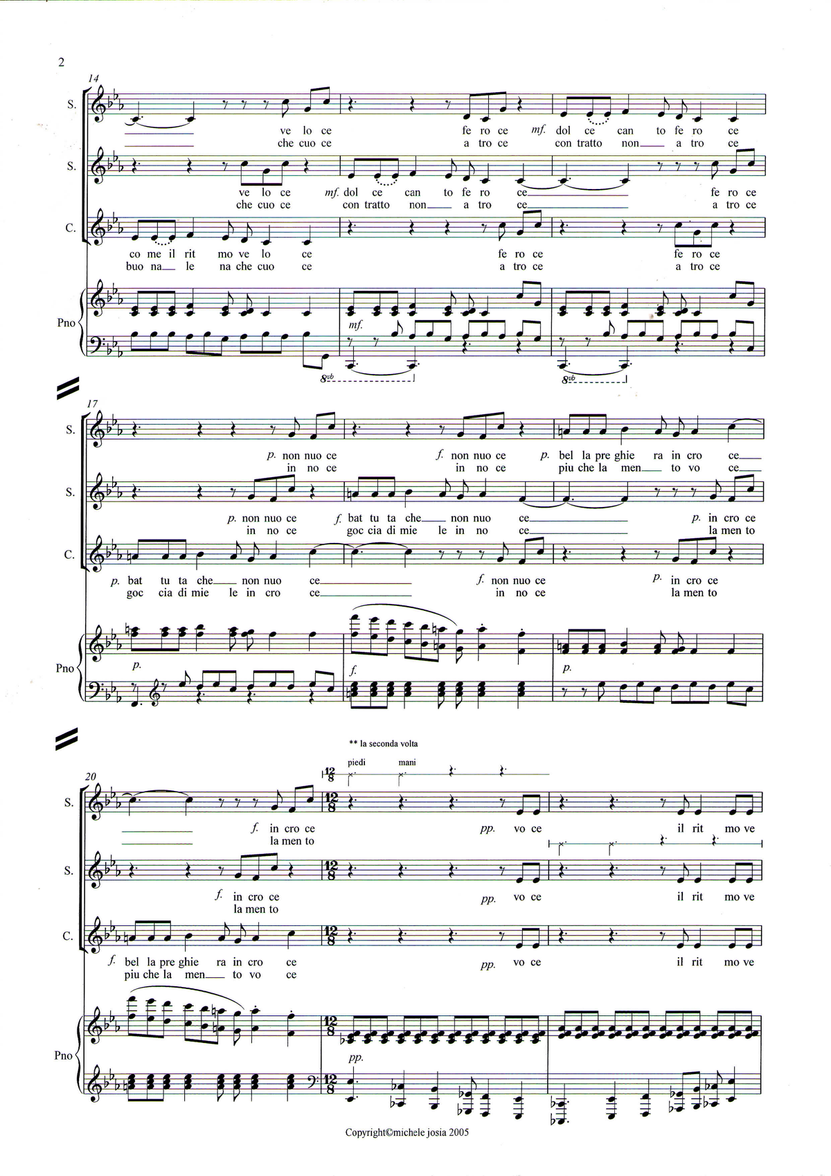 Michele Josia: Come il ritmo veloce (equal voices, piano)
