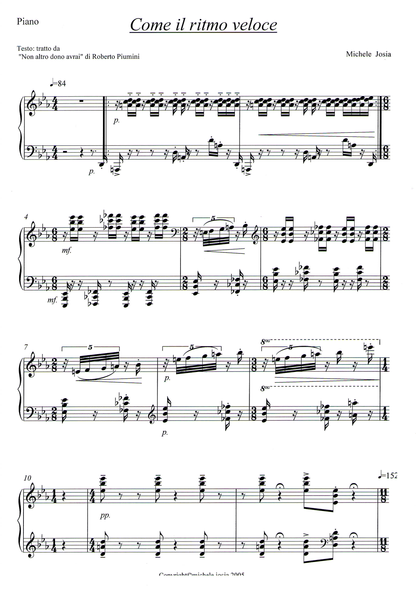 Michele Josia: Come il ritmo veloce (equal voices, piano)