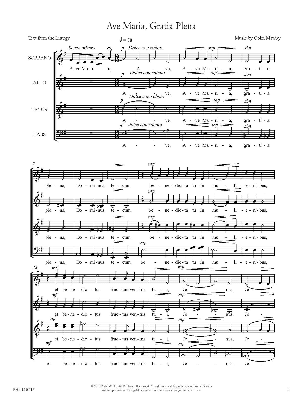 Colin Mawby: Ave Maria (SATB)