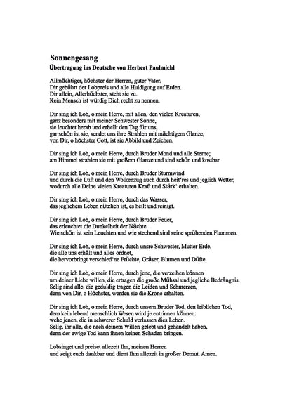 Herbert Paulmichl: Der Sonnengesang (SATB, soprano solo, orchestra)