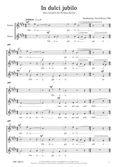 Karai József: In dulci jubilo (SSAA)