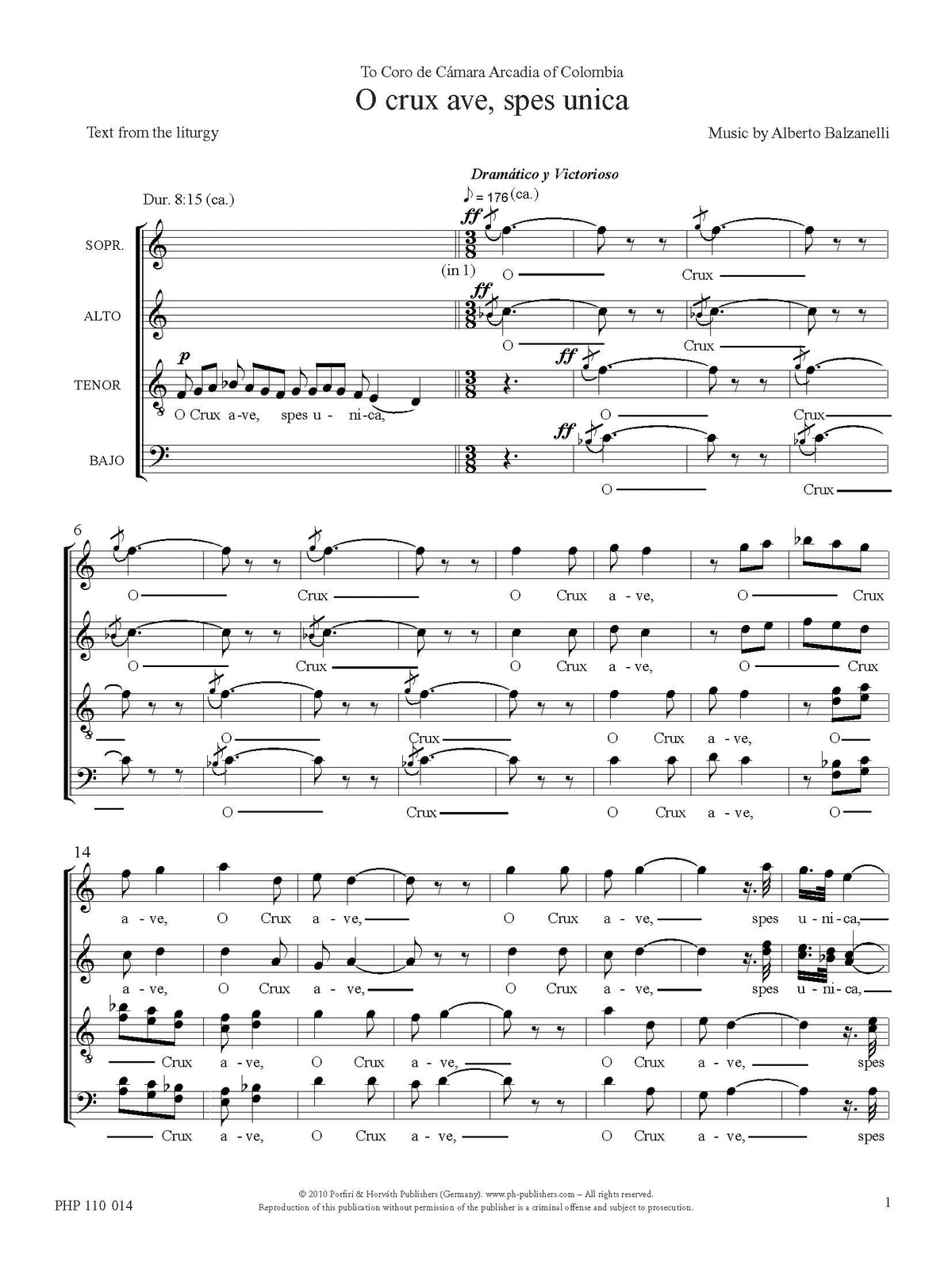 Alberto Balzanelli: O crux ave, spes unica (SATB)