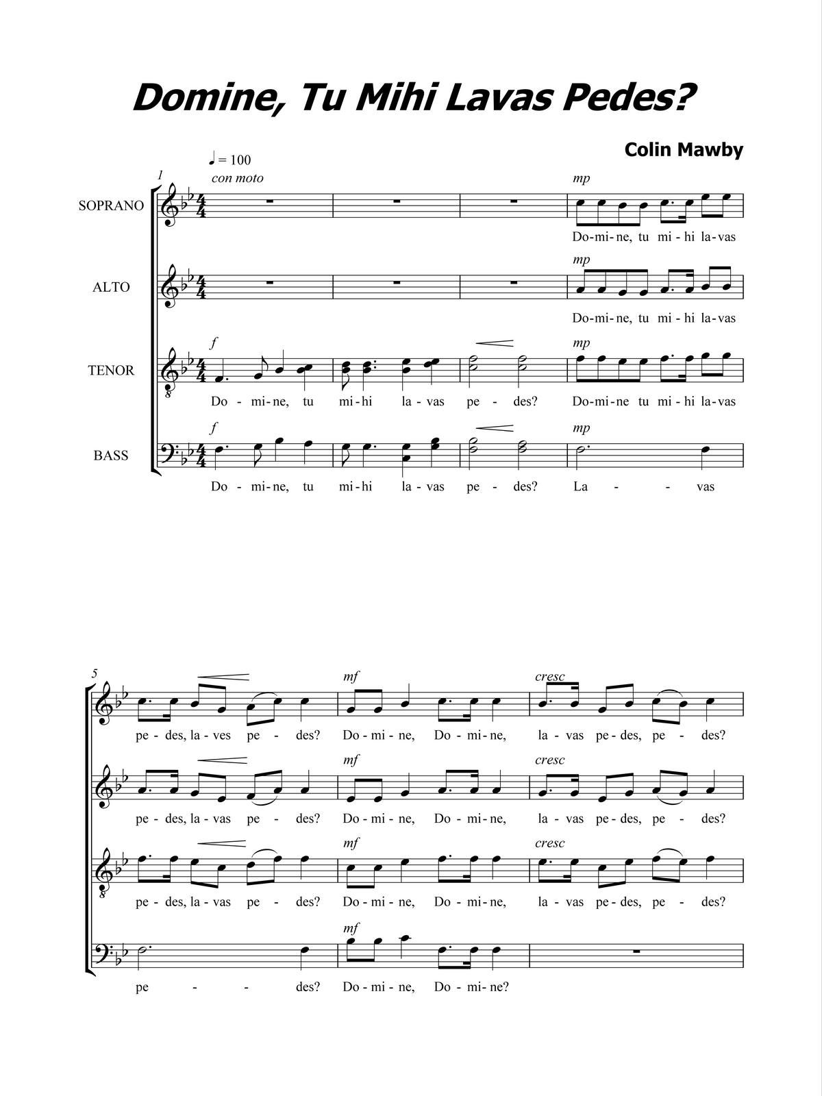 Colin Mawby: Domine, Tu Mihi Lavas Pedes? (SATB)