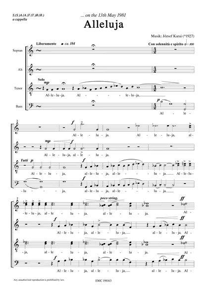 Karai József: Alleluia (SATB)