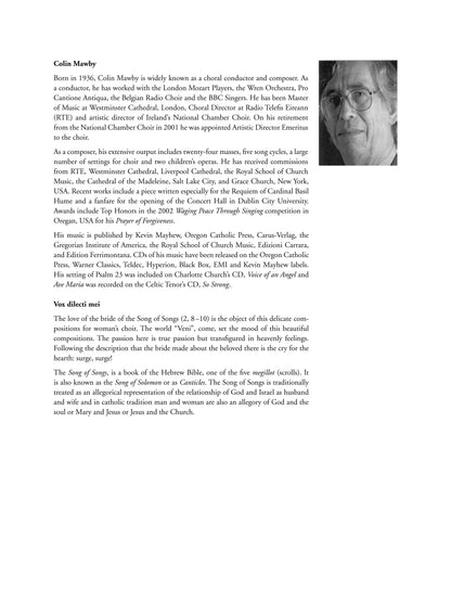 Colin Mawby: Vox dilecti mei (SSAA)
