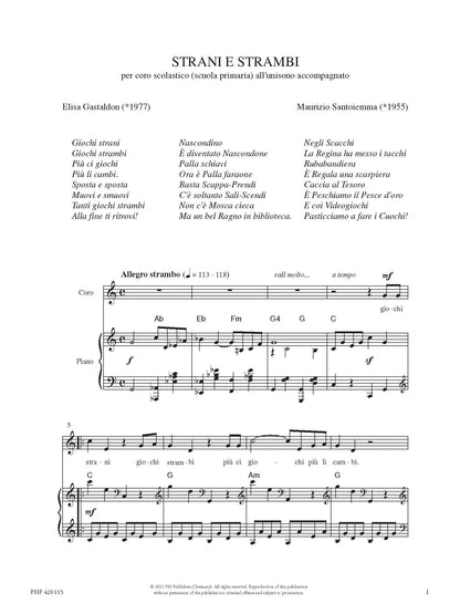 Maurizio Santoiemma: Strani e Strambi (Egyneműkar, zongora)