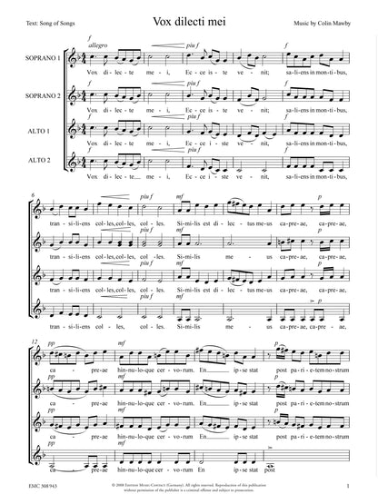 Colin Mawby: Vox dilecti mei (SSAA)