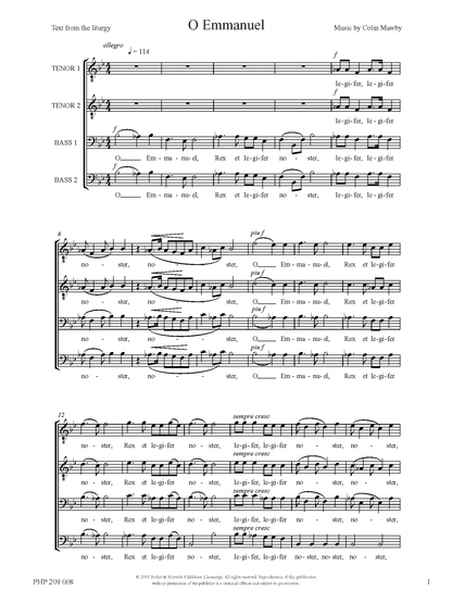 Colin Mawby: O Emmanuel (TTBB)