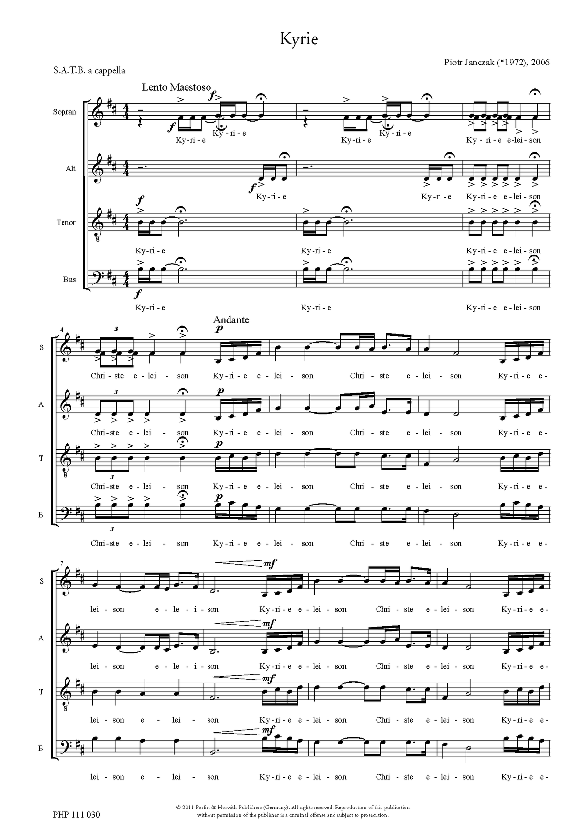 Piotr Jańczak: Kyrie (SATB)