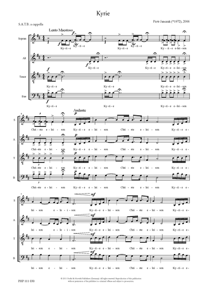 Piotr Jańczak: Kyrie (SATB)