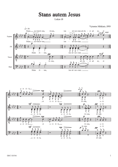 Vytautas Miškinis: Stans autem Jesus (SATB)