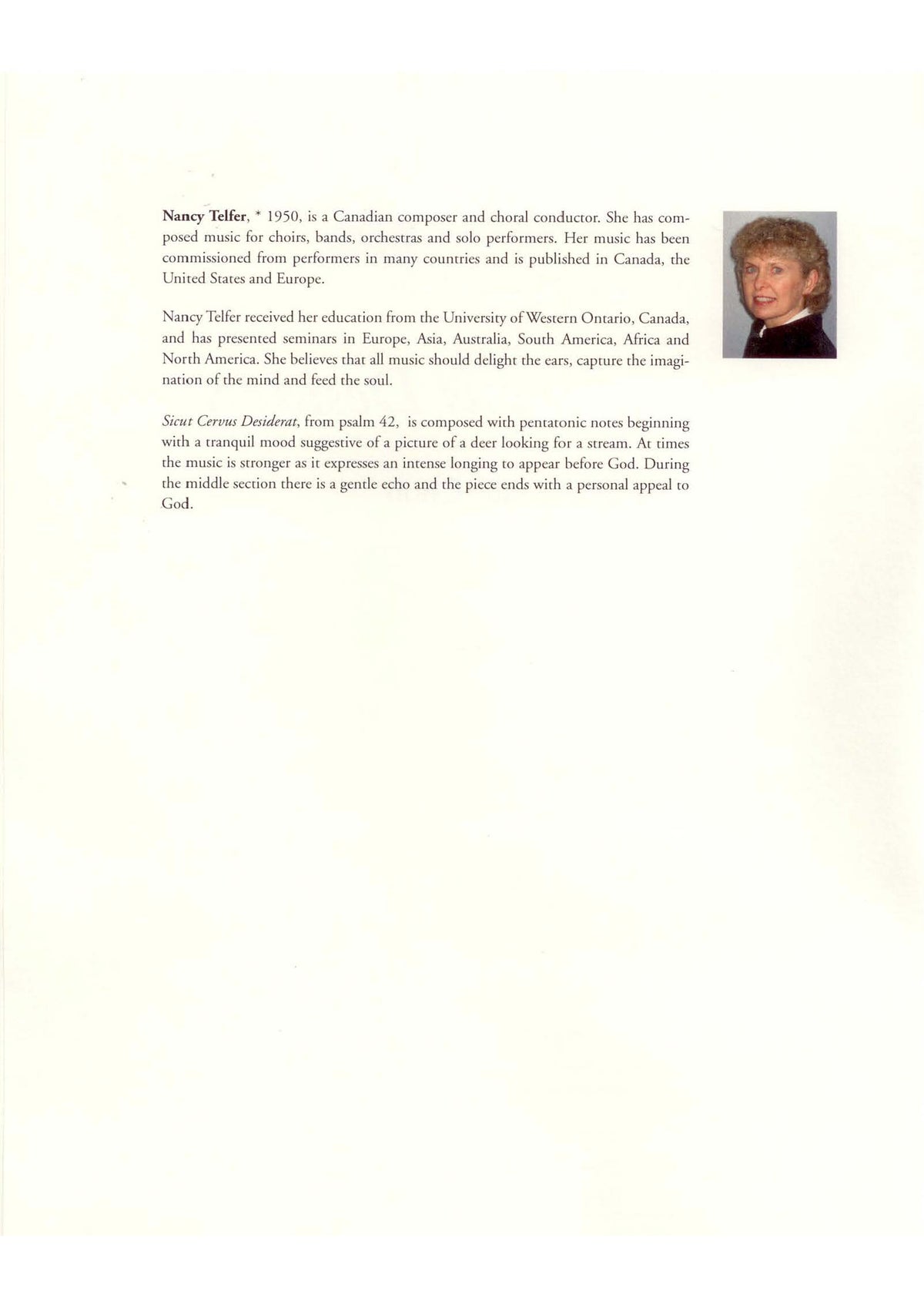 Nancy Telfer: Sicut Cervus Desiderat (SSA)