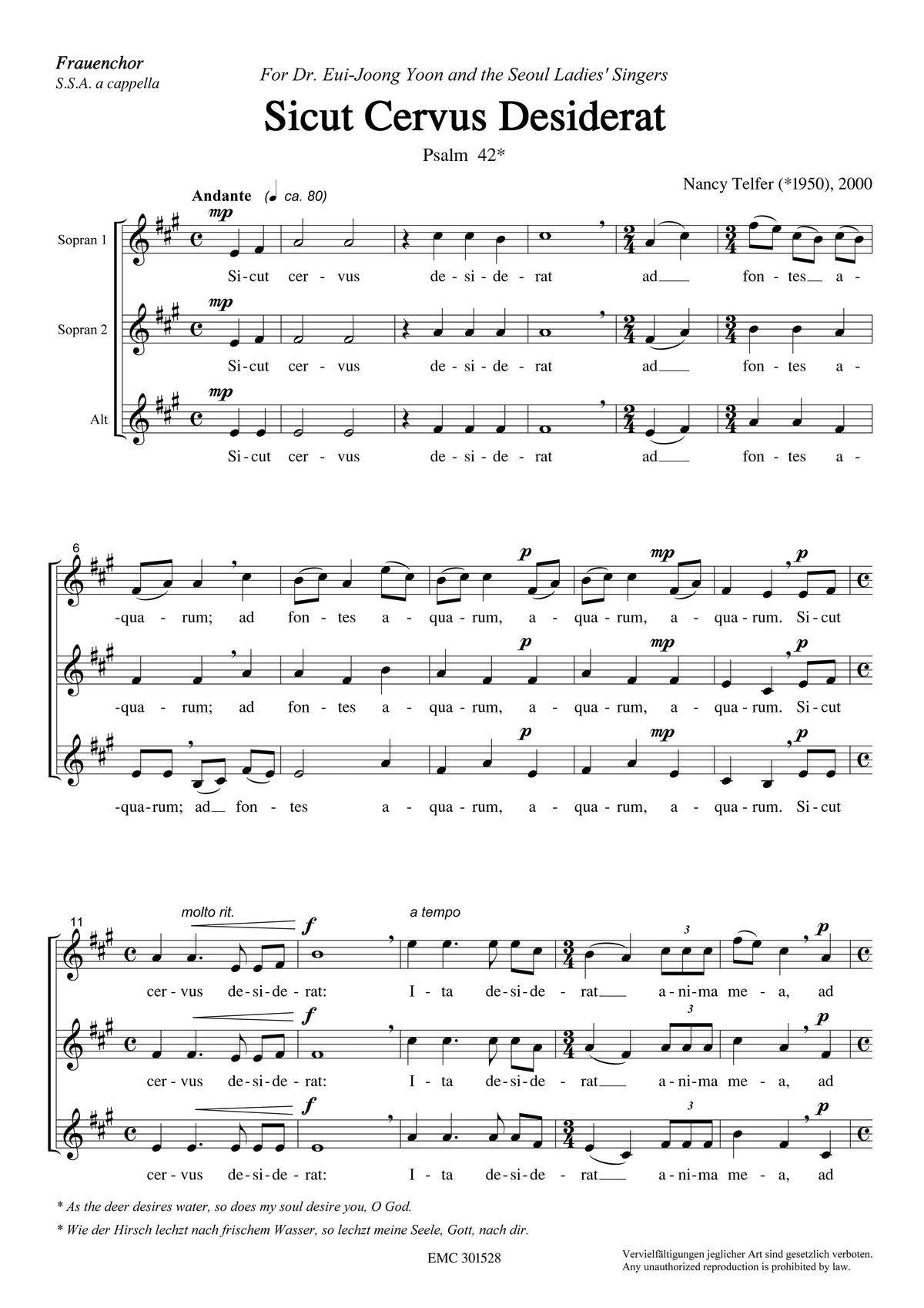 Nancy Telfer: Sicut Cervus Desiderat (SSA)